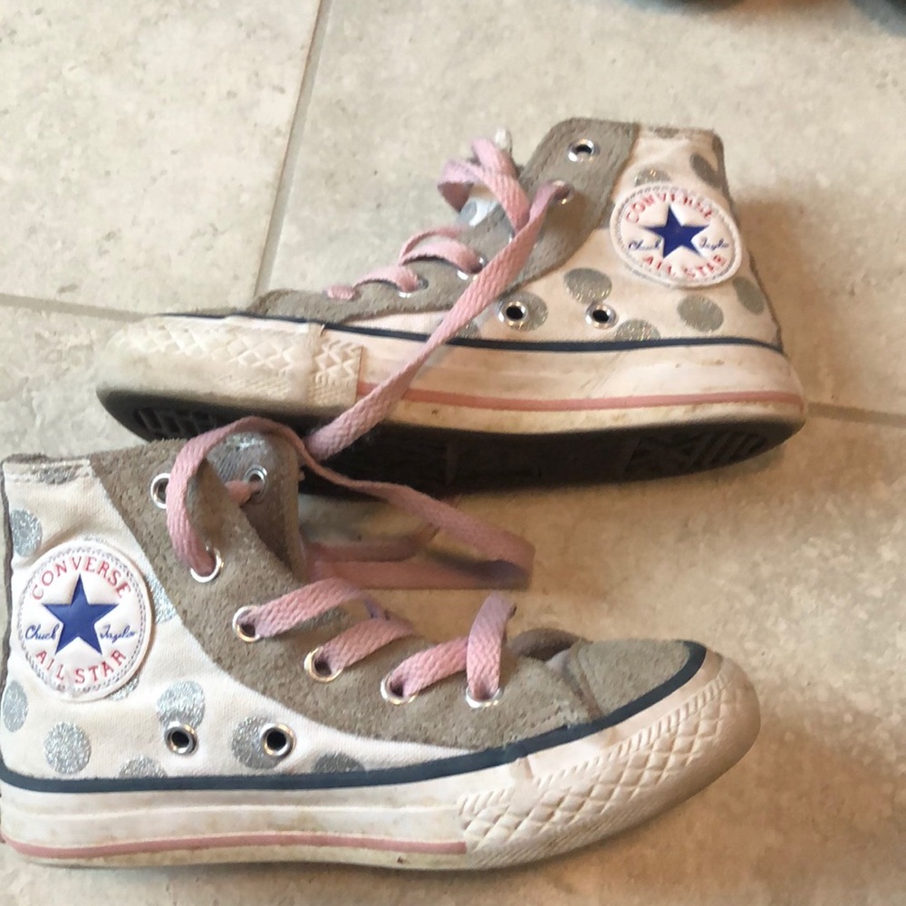 Toddler sparkling pink and gray converse all stars
